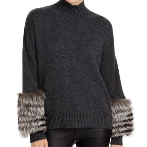 Bloomingdale's Sweaters - C By Bloomingdales Turtleneck Cashmere Sweater with Fox Fur Cuffs